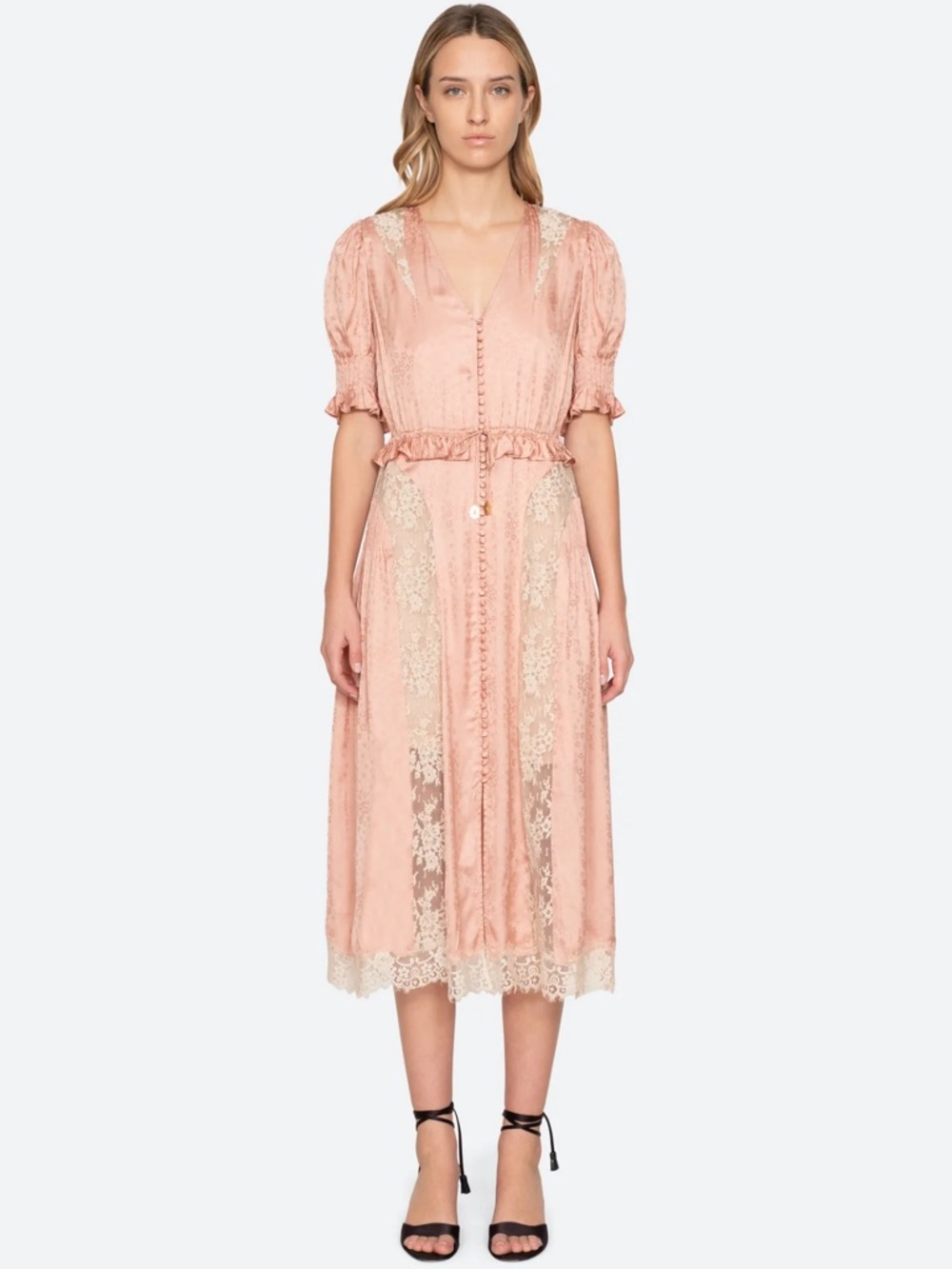 Sea New York Ethel Blush Lace-Trim Midi Dress - Picture 6 of 10